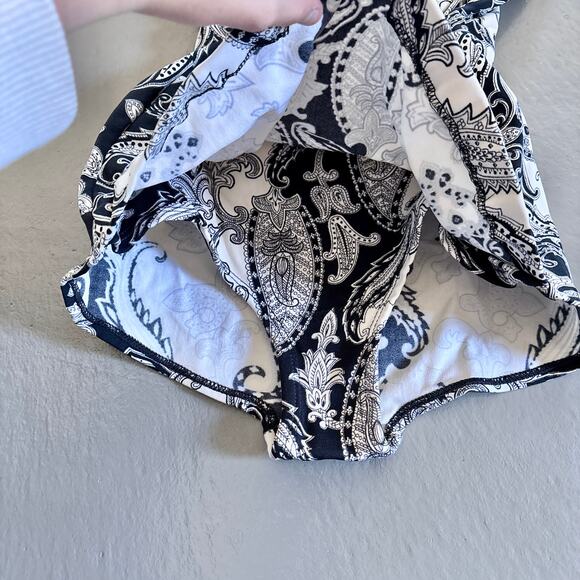 Vintage One Piece Swimsuit Paisley Black and White Jantzen Waist Tie Size S/M - Picture 4 of 14